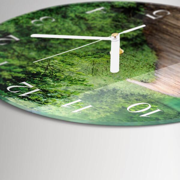 Horloge ronde Passerelle en bois