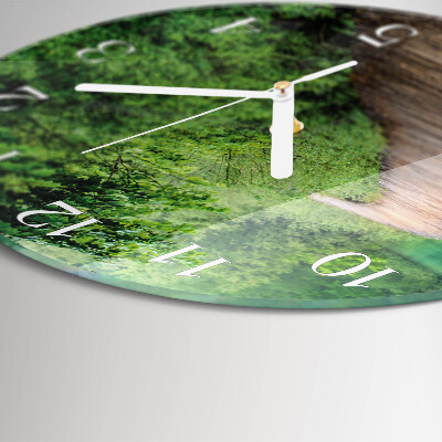Horloge ronde Passerelle en bois