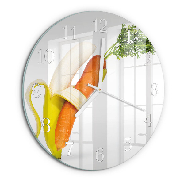 Horloge ronde Carottes et bananes
