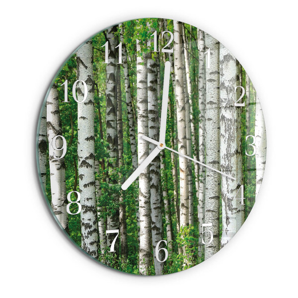 Horloge ronde bouleaux