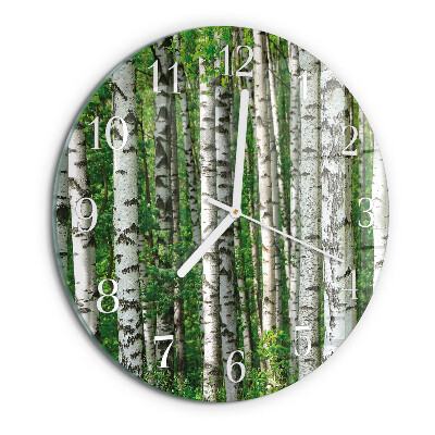 Horloge ronde bouleaux