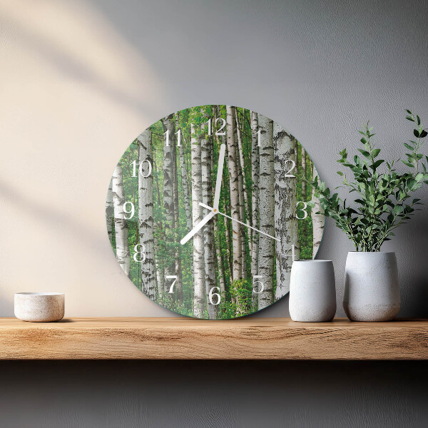 Horloge ronde bouleaux