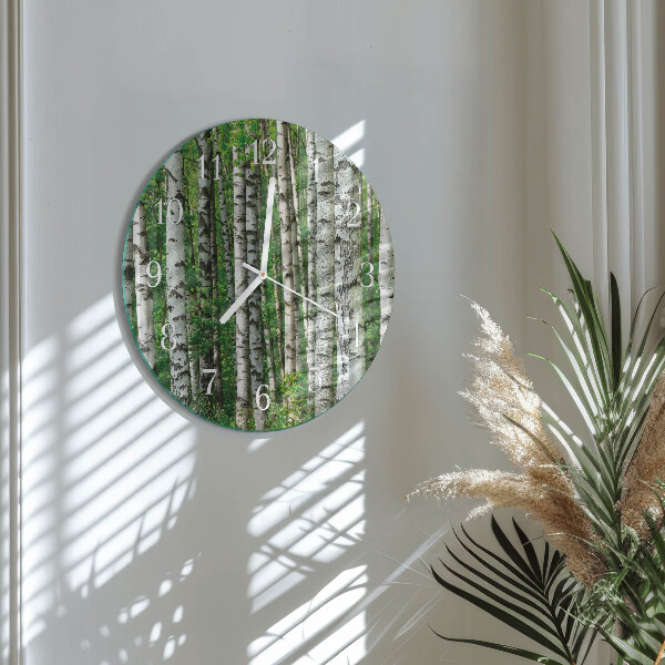 Horloge ronde bouleaux