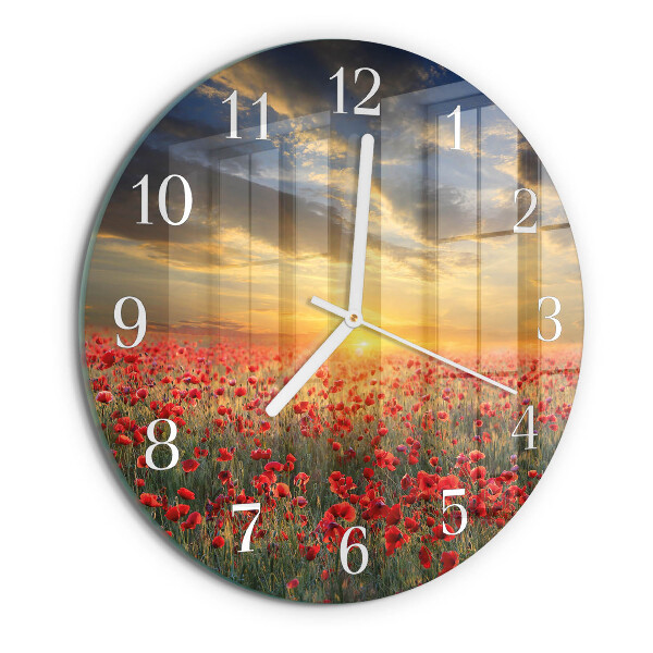 Horloge ronde Champ de coquelicots