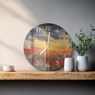 Horloge ronde Champ de coquelicots