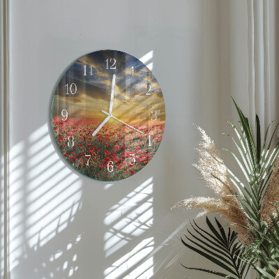 Horloge ronde Champ de coquelicots