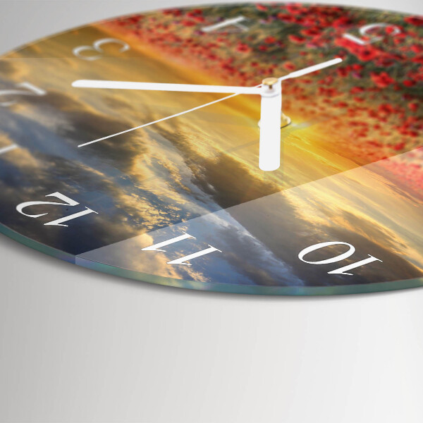 Horloge ronde Champ de coquelicots