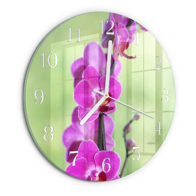 Horloge ronde Orchidée