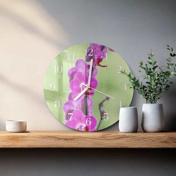 Horloge ronde Orchidée