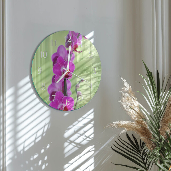 Horloge ronde Orchidée