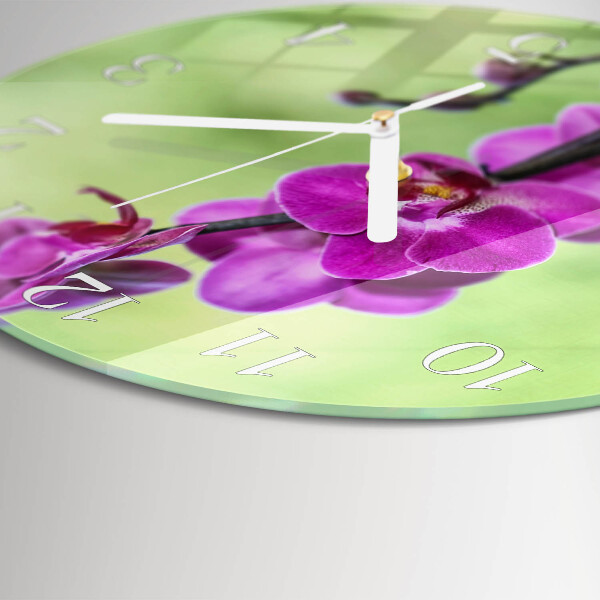 Horloge ronde Orchidée