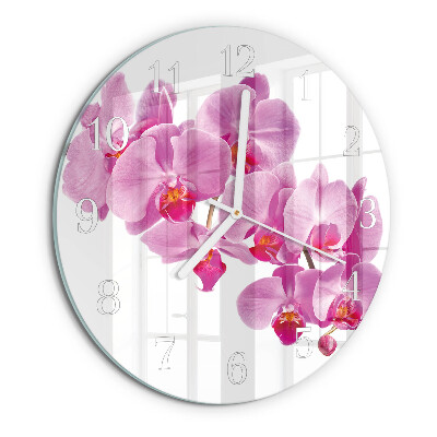 Horloge ronde Orchidée