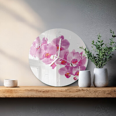 Horloge ronde Orchidée