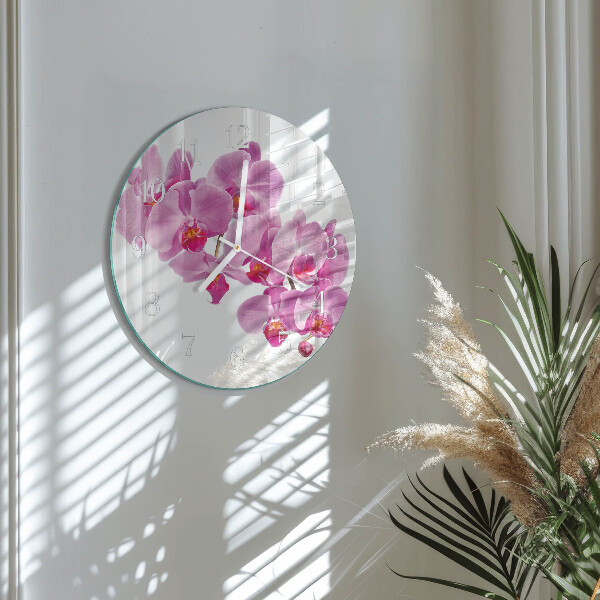 Horloge ronde Orchidée