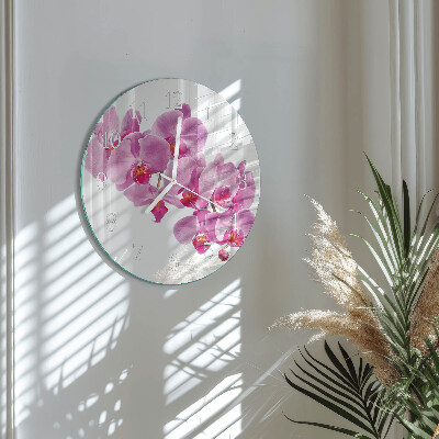 Horloge ronde Orchidée