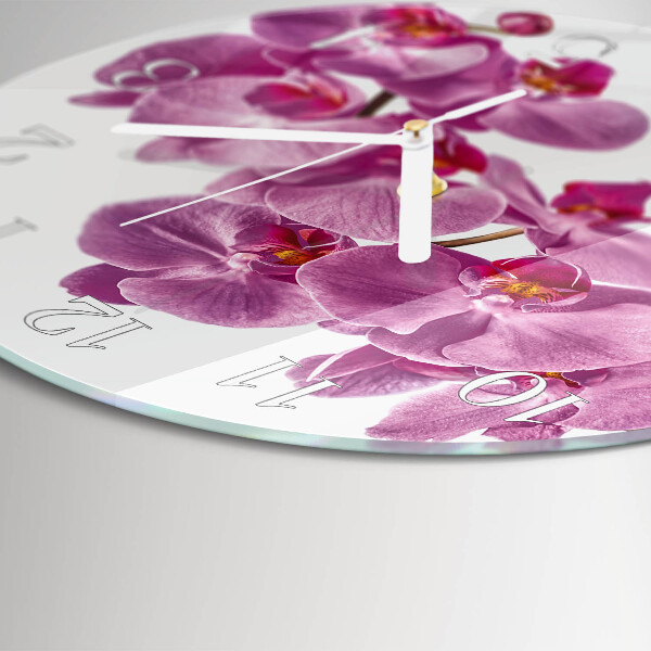 Horloge ronde Orchidée