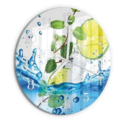 Horloge ronde Citron vert et menthe