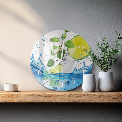Horloge ronde Citron vert et menthe