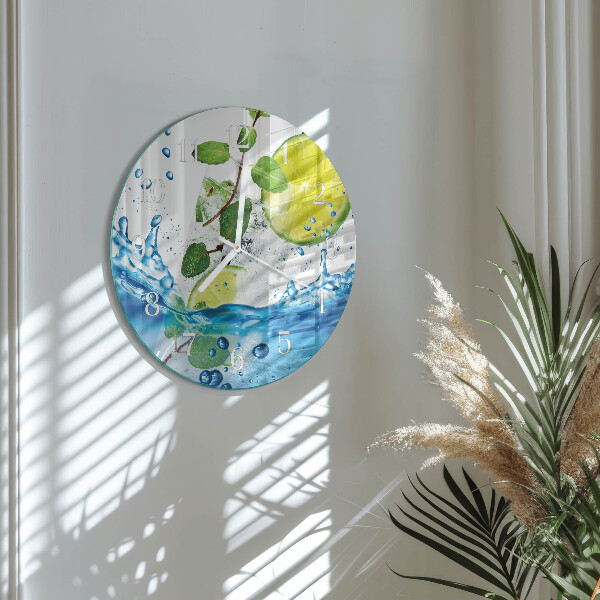 Horloge ronde Citron vert et menthe