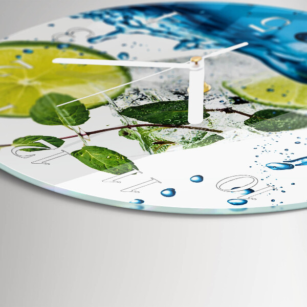 Horloge ronde Citron vert et menthe