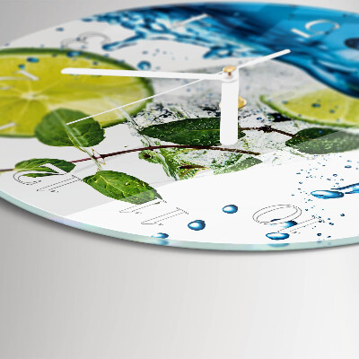 Horloge ronde Citron vert et menthe