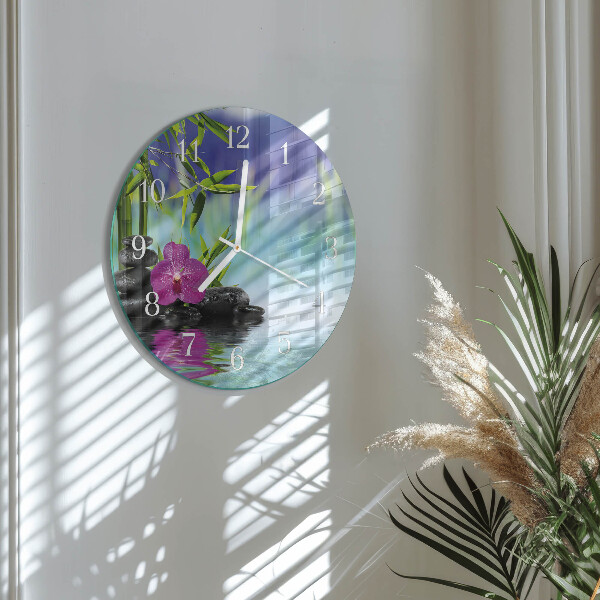 Horloge ronde Spa Orchid