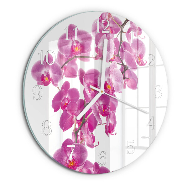 Horloge ronde Orchidée