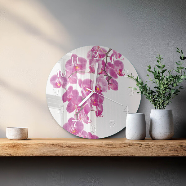 Horloge ronde Orchidée