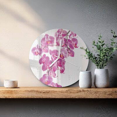 Horloge ronde Orchidée