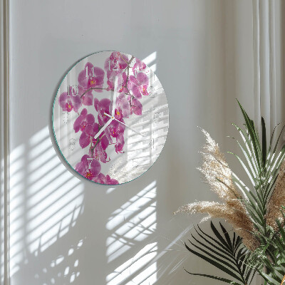 Horloge ronde Orchidée