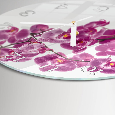Horloge ronde Orchidée