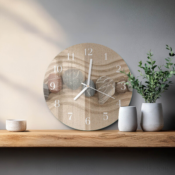Horloge ronde Pierres Sable