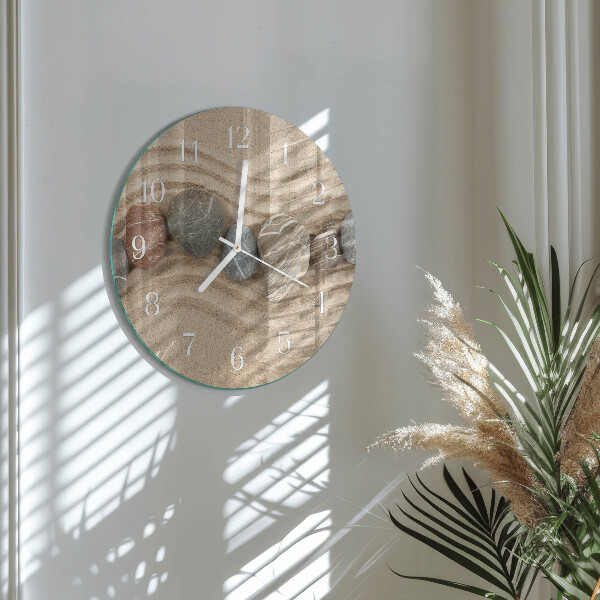 Horloge ronde Pierres Sable