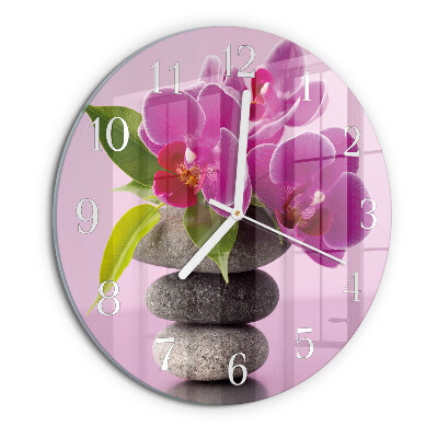 Horloge ronde Orchidée