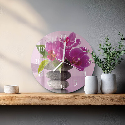 Horloge ronde Orchidée