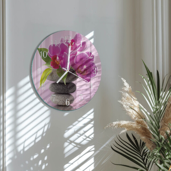 Horloge ronde Orchidée