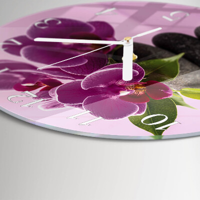 Horloge ronde Orchidée