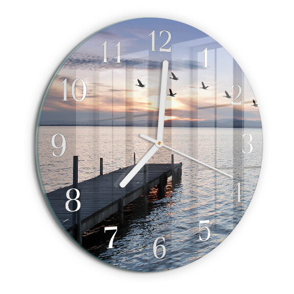 Horloge ronde Oiseaux au bord du lac