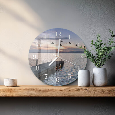 Horloge ronde Oiseaux au bord du lac