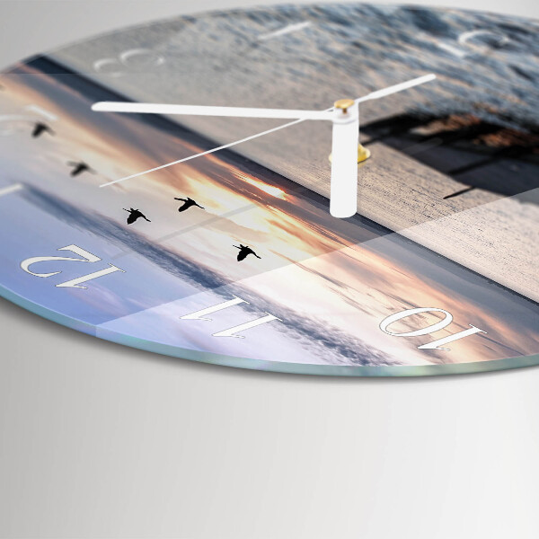 Horloge ronde Oiseaux au bord du lac