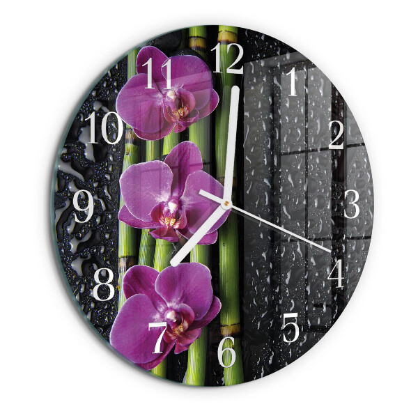 Horloge ronde Orchidée