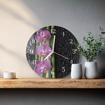 Horloge ronde Orchidée