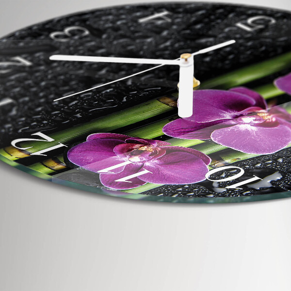 Horloge ronde Orchidée