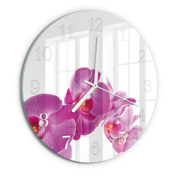 Horloge ronde Orchidée