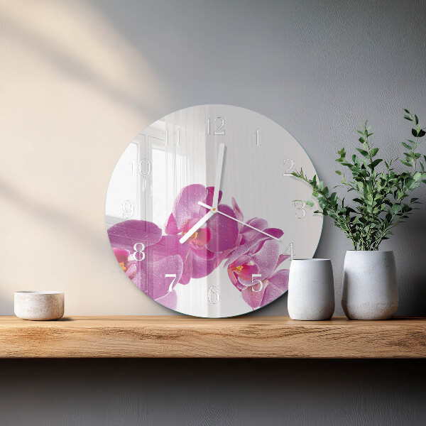 Horloge ronde Orchidée