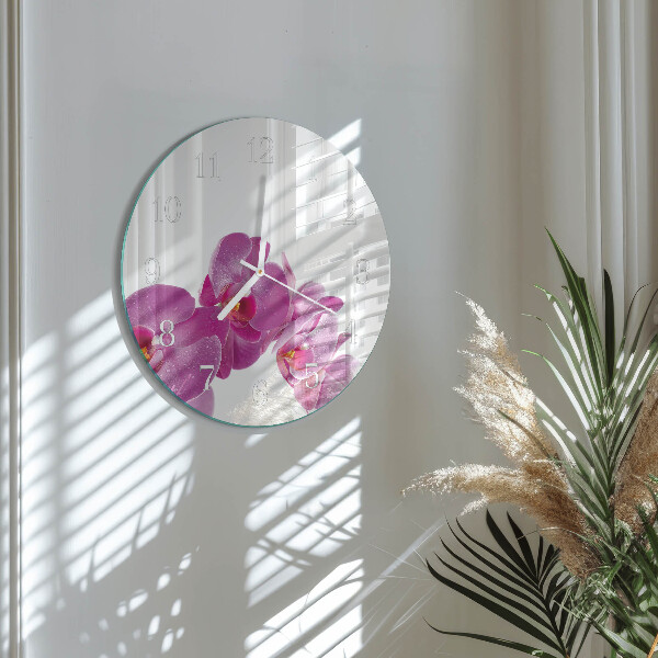 Horloge ronde Orchidée