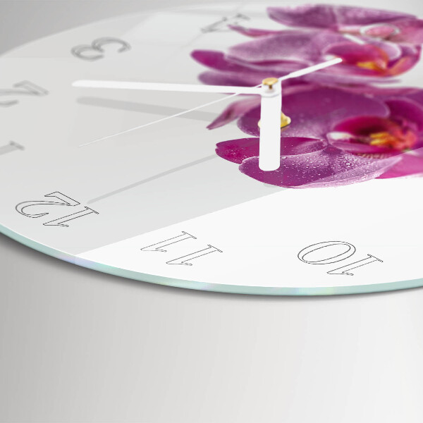 Horloge ronde Orchidée