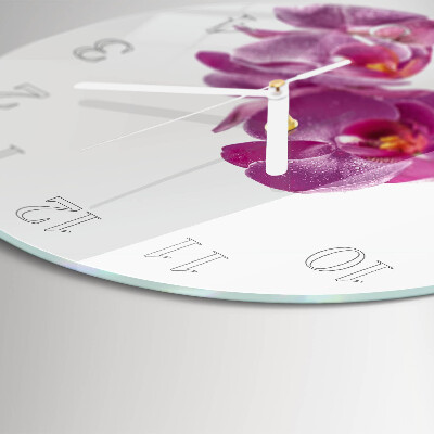 Horloge ronde Orchidée