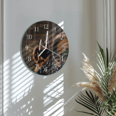 Horloge ronde tonneau à vin