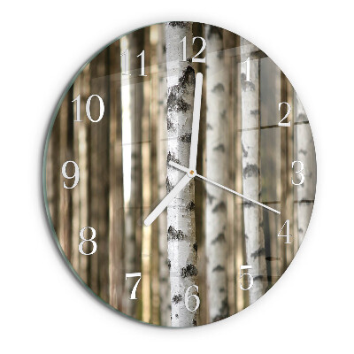 Horloge ronde bouleaux